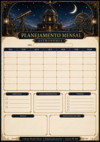Planejamento mensal de astronomia