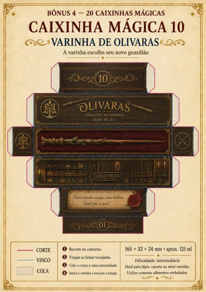 Molde de caixinha temática de varinhas